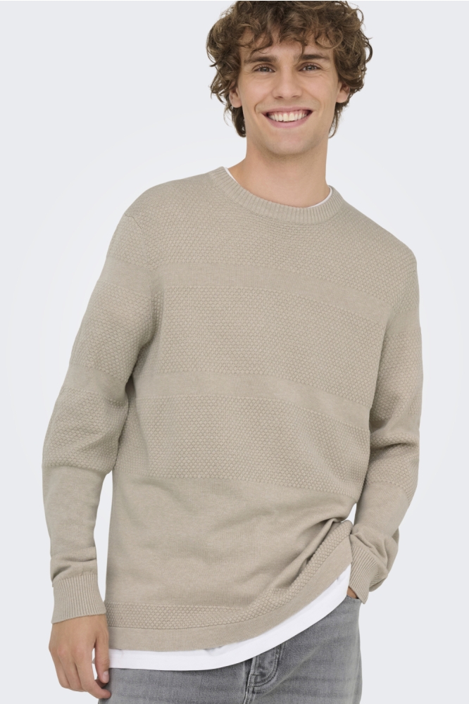 ONSMALIK REG 12 PINAPLE CREW KNIT N 22033298 SILVER LINING